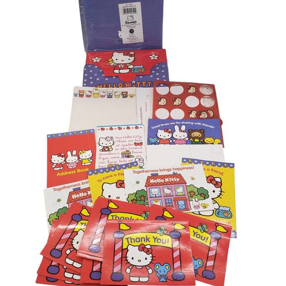 Vintage Hello Kitty Stationery Kit 2003 Sanrio Hello Kitty Paper Stickers NOS - Picture 1 of 13
